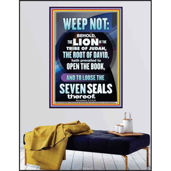 WEEP NOT THE LION OF THE TRIBE OF JUDAH HAS PREVAILED  Large Poster  GWPEACE10040  