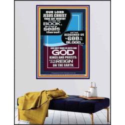 HAS REDEEMED US TO GOD BY THE BLOOD OF THE LAMB  Modern Art Poster  GWPEACE10042  "12X14"