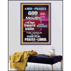 PRAISE HIM AND WITH TWO EDGED SWORD TO EXECUTE VENGEANCE  Bible Verse Poster  GWPEACE10060  "12X14"