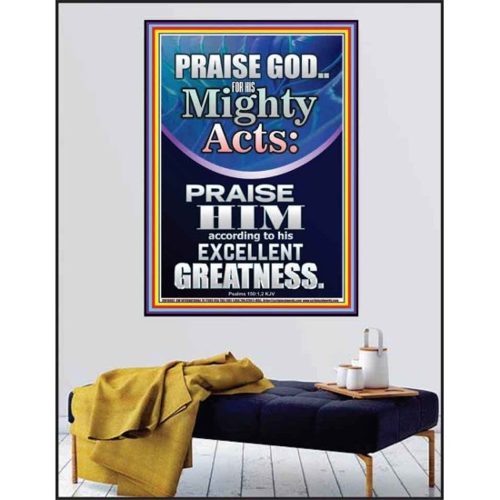 PRAISE FOR HIS MIGHTY ACTS AND EXCELLENT GREATNESS  Inspirational Bible Verse  GWPEACE10062  