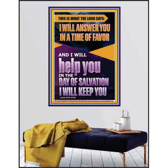 IN A TIME OF FAVOUR I WILL HELP YOU  Christian Art Poster  GWPEACE11770  