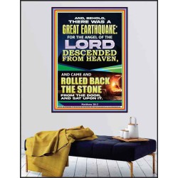 THE ANGEL OF THE LORD DESCENDED FROM HEAVEN AND ROLLED BACK THE STONE FROM THE DOOR  Custom Wall Scripture Art  GWPEACE11826  "12X14"