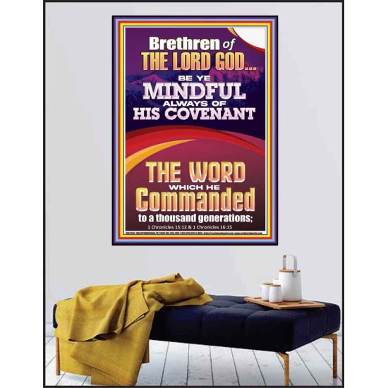 BE YE MINDFUL ALWAYS OF HIS COVENANT  Unique Bible Verse Poster  GWPEACE11843  