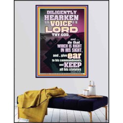 DILIGENTLY HEARKEN TO THE VOICE OF THE LORD OUR GOD  Righteous Living Christian Poster  GWPEACE11894  "12X14"