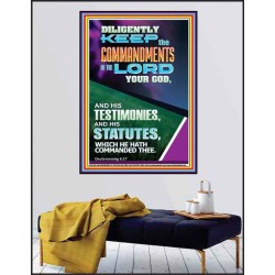 DILIGENTLY KEEP THE COMMANDMENTS OF THE LORD OUR GOD  Church Poster  GWPEACE11896  "12X14"