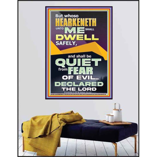 HEARKENETH UNTO ME AND DWELL IN SAFETY  Unique Scriptural Poster  GWPEACE11963  