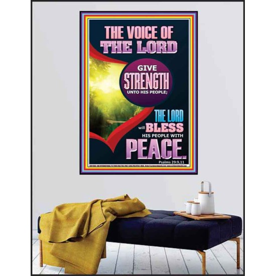 THE VOICE OF THE LORD GIVE STRENGTH UNTO HIS PEOPLE  Bible Verses Poster  GWPEACE11983  