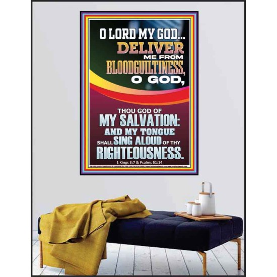 DELIVER ME FROM BLOODGUILTINESS O LORD MY GOD  Encouraging Bible Verse Poster  GWPEACE11992  