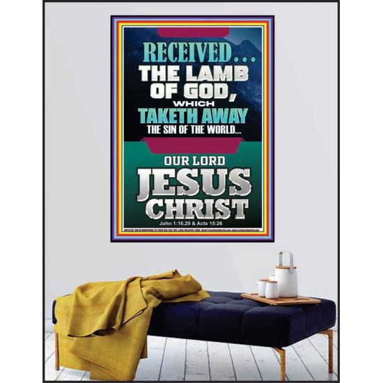 RECEIVED THE LAMB OF GOD THAT TAKETH AWAY THE SINS OF THE WORLD  Christian Artwork Poster  GWPEACE12204  
