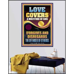 LOVE COVERS A MULTITUDE OF SINS  Christian Art Poster  GWPEACE12255  "12X14"