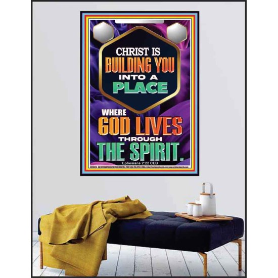 BE UNITED TOGETHER AS A LIVING PLACE OF GOD IN THE SPIRIT  Scripture Poster Signs  GWPEACE13016  