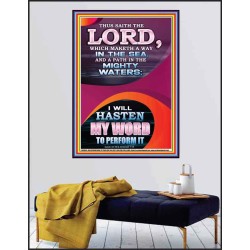 A WAY IN THE SEA AND PATH IN MIGHTY WATERS  Unique Power Bible Poster  GWPEACE9992  "12X14"