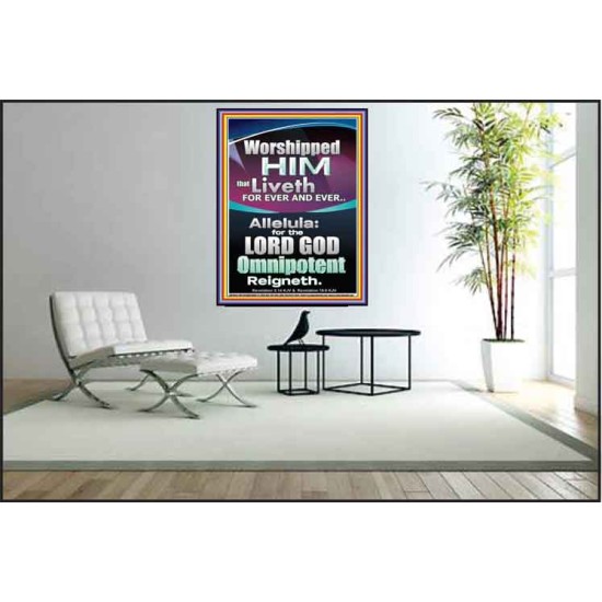 WORSHIPPED HIM THAT LIVETH FOREVER   Contemporary Wall Poster  GWPEACE10044  