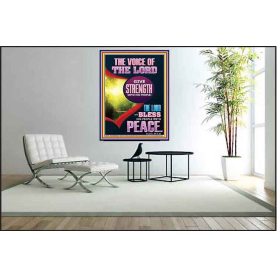 THE VOICE OF THE LORD GIVE STRENGTH UNTO HIS PEOPLE  Bible Verses Poster  GWPEACE11983  