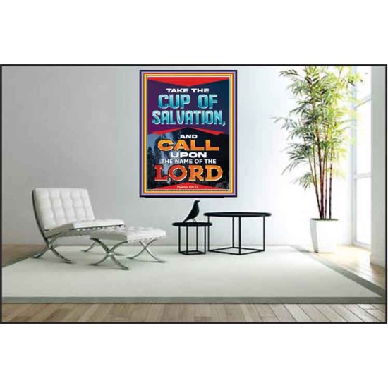 TAKE THE CUP OF SALVATION AND CALL UPON THE NAME OF THE LORD  Scripture Art Poster  GWPEACE12203  