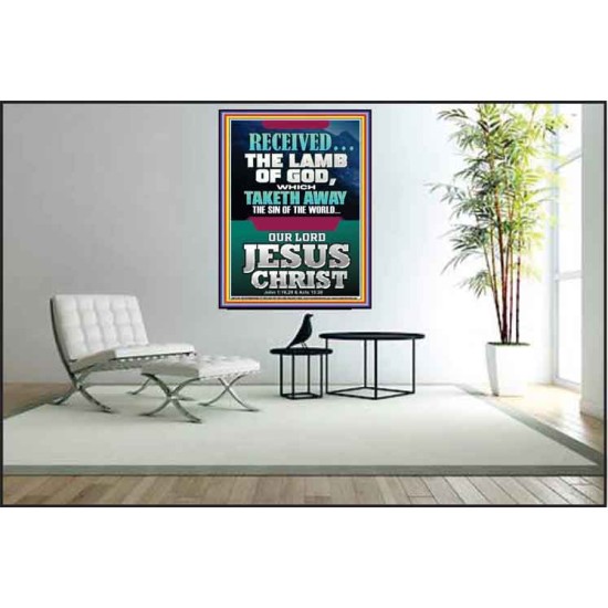 RECEIVED THE LAMB OF GOD THAT TAKETH AWAY THE SINS OF THE WORLD  Christian Artwork Poster  GWPEACE12204  