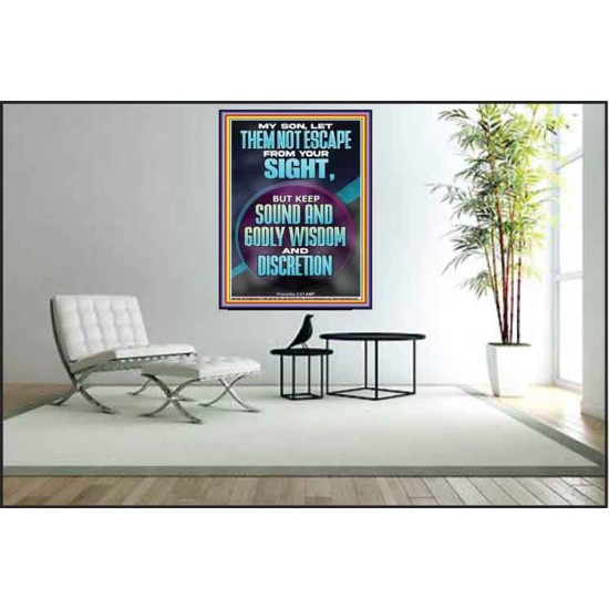 KEEP SOUND AND GODLY WISDOM AND DISCRETION  Bible Verse for Home Poster  GWPEACE12390  