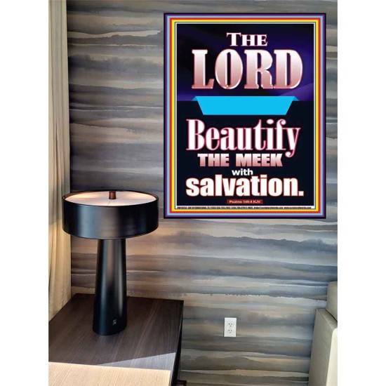 THE MEEK IS BEAUTIFY WITH SALVATION  Scriptural Prints  GWPEACE10058  