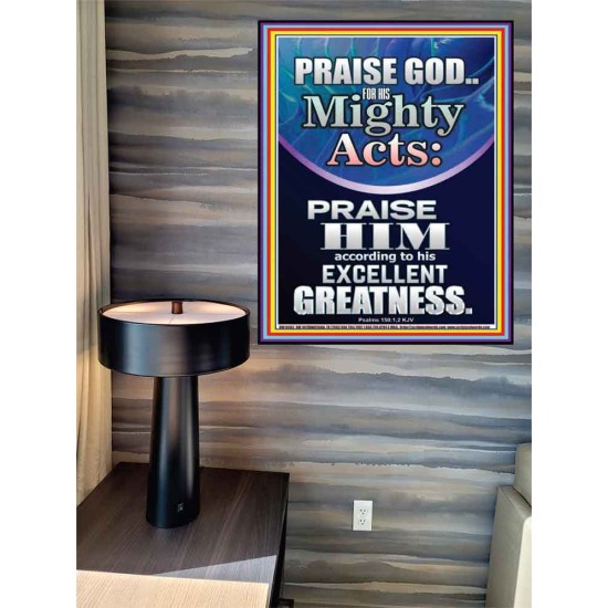 PRAISE FOR HIS MIGHTY ACTS AND EXCELLENT GREATNESS  Inspirational Bible Verse  GWPEACE10062  