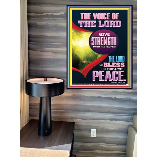 THE VOICE OF THE LORD GIVE STRENGTH UNTO HIS PEOPLE  Bible Verses Poster  GWPEACE11983  