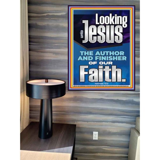 LOOKING UNTO JESUS THE FOUNDER AND FERFECTER OF OUR FAITH  Bible Verse Poster  GWPEACE12119  