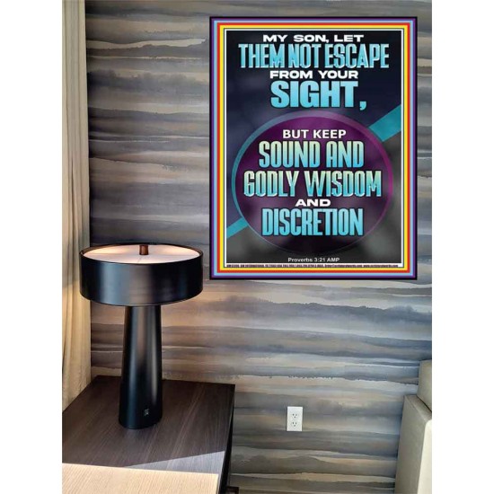 KEEP SOUND AND GODLY WISDOM AND DISCRETION  Bible Verse for Home Poster  GWPEACE12390  