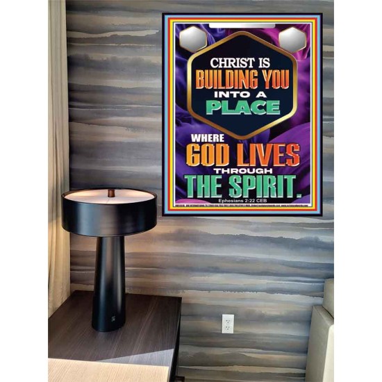 BE UNITED TOGETHER AS A LIVING PLACE OF GOD IN THE SPIRIT  Scripture Poster Signs  GWPEACE13016  
