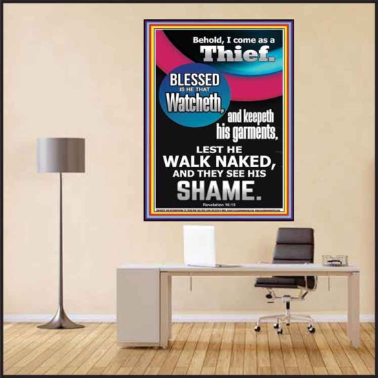 BLESSED IS HE THAT WATCHETH AND KEEPETH HIS GARMENTS  Righteous Living Christian Poster  GWPEACE10029  