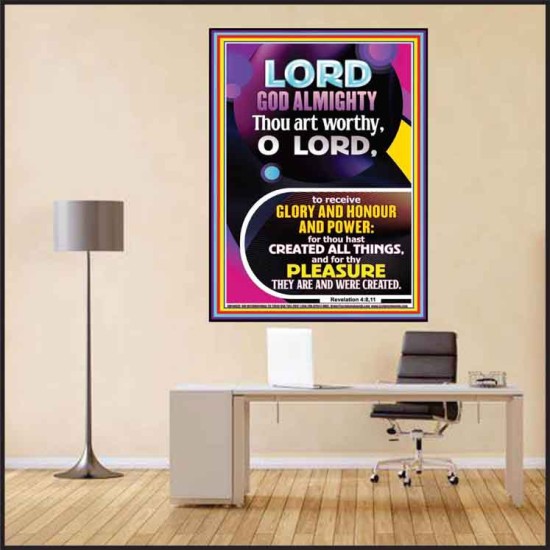 THOU ART WORTHY O LORD GOD ALMIGHTY  Christian Art Work Poster  GWPEACE10039  