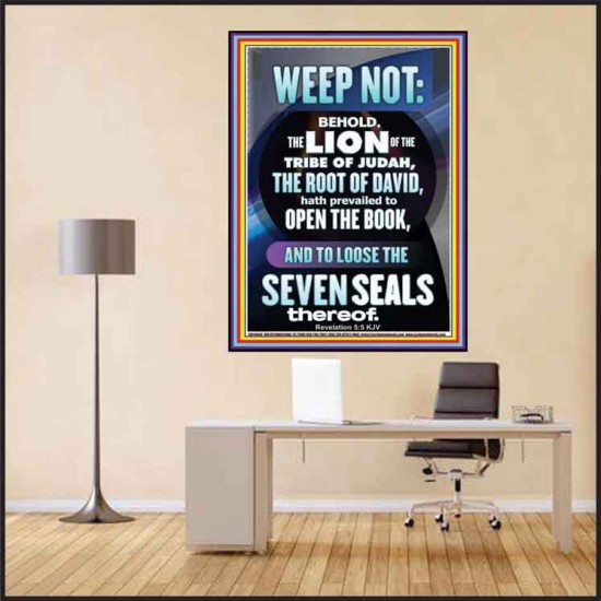 WEEP NOT THE LION OF THE TRIBE OF JUDAH HAS PREVAILED  Large Poster  GWPEACE10040  