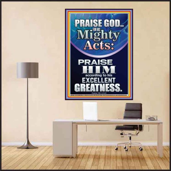 PRAISE FOR HIS MIGHTY ACTS AND EXCELLENT GREATNESS  Inspirational Bible Verse  GWPEACE10062  