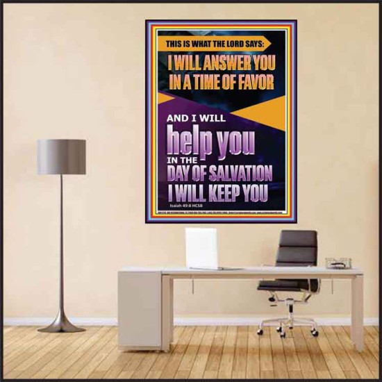 IN A TIME OF FAVOUR I WILL HELP YOU  Christian Art Poster  GWPEACE11770  