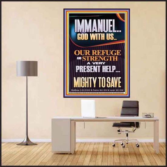 IMMANUEL GOD WITH US OUR REFUGE AND STRENGTH MIGHTY TO SAVE  Sanctuary Wall Picture  GWPEACE11889  