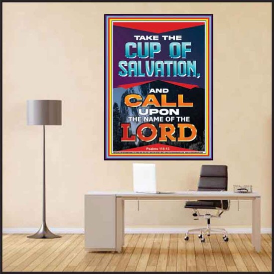 TAKE THE CUP OF SALVATION AND CALL UPON THE NAME OF THE LORD  Scripture Art Poster  GWPEACE12203  