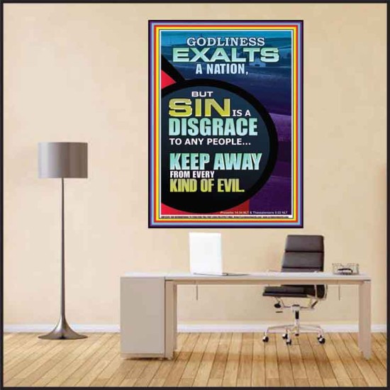 GODLINESS EXALTS A NATION SIN IS A DISGRACE  Custom Inspiration Scriptural Art Poster  GWPEACE12341  
