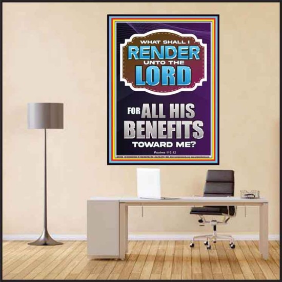 WHAT SHALL I RENDER UNTO THE LORD FOR ALL HIS BENEFITS  Bible Verse Art Prints  GWPEACE12996  