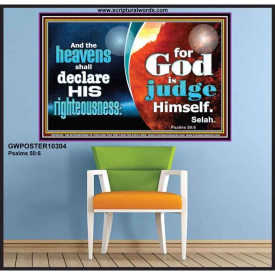 THE HEAVENS SHALL DECLARE HIS RIGHTEOUSNESS  Custom Contemporary Christian Wall Art  GWPOSTER10304  