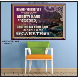 CASTING YOUR CARE UPON HIM FOR HE CARETH FOR YOU  Sanctuary Wall Poster  GWPOSTER10424  "36x24"