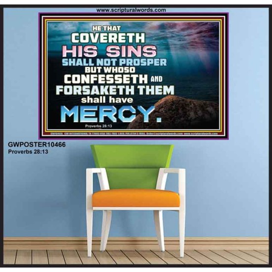 HE THAT COVERETH HIS SIN SHALL NOT PROSPER  Contemporary Christian Wall Art  GWPOSTER10466  