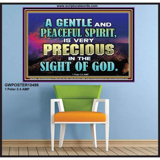 GENTLE AND PEACEFUL SPIRIT VERY PRECIOUS IN GOD SIGHT  Bible Verses to Encourage  Poster  GWPOSTER10496  