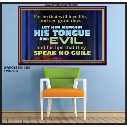 KEEP YOUR TONGUES FROM ALL EVIL  Bible Scriptures on Love Poster  GWPOSTER10497  "36x24"