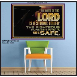 THE NAME OF THE LORD IS A STRONG TOWER  Contemporary Christian Wall Art  GWPOSTER10542  "36x24"