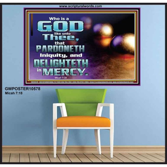JEHOVAH OUR GOD WHO PARDONETH INIQUITIES AND DELIGHTETH IN MERCIES  Scriptural Décor  GWPOSTER10578  