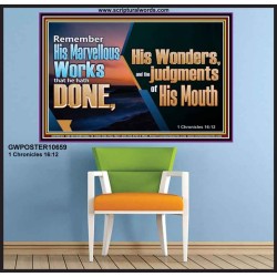 REMEMBER HIS WONDERS AND THE JUDGMENTS OF HIS MOUTH  Church Poster  GWPOSTER10659  "36x24"