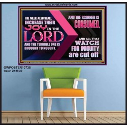 THE MEEK ALSO SHALL INCREASE THEIR JOY IN THE LORD  Scriptural Décor Poster  GWPOSTER10735  "36x24"