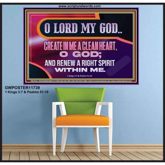 CREATE IN ME A CLEAN HEART O GOD  Bible Verses Poster  GWPOSTER11739  