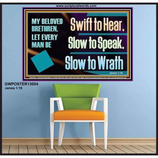 SWIFT TO HEAR SLOW TO SPEAK SLOW TO WRATH  Church Decor Poster  GWPOSTER13054  