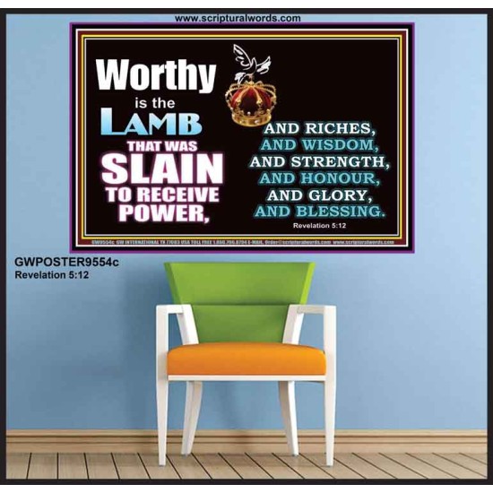 LAMB OF GOD GIVES STRENGTH AND BLESSING  Sanctuary Wall Poster  GWPOSTER9554c  
