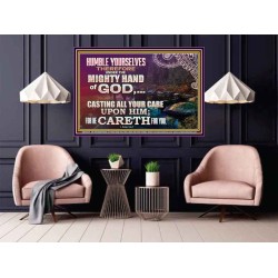 CASTING YOUR CARE UPON HIM FOR HE CARETH FOR YOU  Sanctuary Wall Poster  GWPOSTER10424  "36x24"