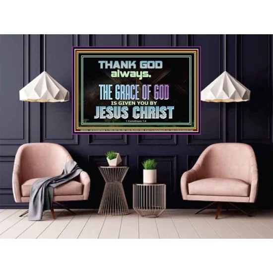 THANKING GOD ALWAYS OPENS GREATER DOOR  Scriptural Décor Poster  GWPOSTER10442  